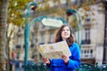 Beautiful young tourist in Paris, Royalty Free Stock Photo