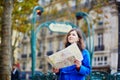 Beautiful young tourist in Paris, Royalty Free Stock Photo