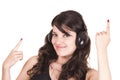 Beautiful young trendy girl using headphones Royalty Free Stock Photo