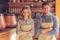 Beautiful young waiters Royalty Free Stock Photo