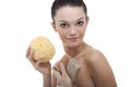 Beautiful young woman with aroma soap Royalty Free Stock Photo