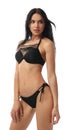 Beautiful young woman in black bikini on white Royalty Free Stock Photo