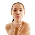 Beautiful young woman blow a kiss Royalty Free Stock Photo