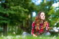 Beautiful young woman blowing bubble outdoor happy lifestyle Royalty Free Stock Photo