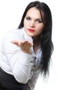 Beautiful young woman blowing a kiss / having copy Royalty Free Stock Photo