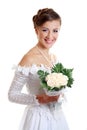 Beautiful young woman with bouquet Royalty Free Stock Photo