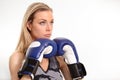 Beautiful young woman with boxing gloves Royalty Free Stock Photo