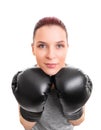 Beautiful young woman with boxing gloves Royalty Free Stock Photo