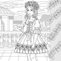 Floral woman coloring book page Royalty Free Stock Photo