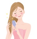 Beautiful young woman brushing her long hair. hair care and beauty concept