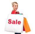 Beautiful Young Woman Carrying Sale Shopping Bag Royalty Free Stock Photo