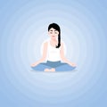 A beautiful young woman cartoon character in yoga lotus practices meditation. Practice of yoga vector