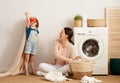 Family doing laundry Royalty Free Stock Photo