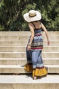 Beautiful young woman climbing stairs. Royalty Free Stock Photo