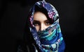 Beautiful young woman in color veil. beauty girl in colorful hijab Royalty Free Stock Photo