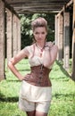 Beautiful young woman in corset and shorts Royalty Free Stock Photo