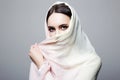 Beautiful young woman covered her face. beauty girl in hijab Royalty Free Stock Photo