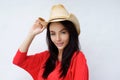 Beautiful young woman with cowboy hat Royalty Free Stock Photo