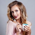 Beautiful young woman with cup of coffee Royalty Free Stock Photo