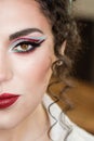 Carnival Makeup Pin Up Image. Curly hairstyle Royalty Free Stock Photo