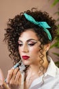 Carnival Makeup Pin Up Image. Curly hairstyle Royalty Free Stock Photo