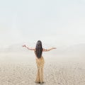 Beautiful young woman dancing belly dance outdoor Royalty Free Stock Photo