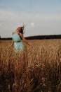 Beautiful Young Woman Dancing In The Field Royalty Free Stock Photo