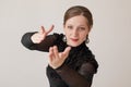 Beautiful young woman dancing flamenco in a black dress Royalty Free Stock Photo