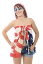 Beautiful young woman dressed with american flag Royalty Free Stock Photo