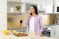 Beautiful young woman drinking lemon water Royalty Free Stock Photo