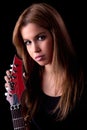 Beautiful young woman with a electric guitar Royalty Free Stock Photo