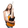 Beautiful young woman with electric guitar Royalty Free Stock Photo