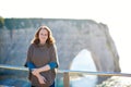 Beautiful young woman in Etretat Royalty Free Stock Photo