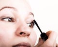Beautiful young woman eyelash extension. Woman eye with long eyelashes. Beauty salon concept Royalty Free Stock Photo