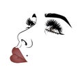 Beautiful young woman face icon vector, cosmetics logo,make up girl sign,