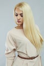 Beautiful young woman.Fashionable blond girl.healthy hair Royalty Free Stock Photo