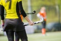 A beautiful young woman field hockey player Royalty Free Stock Photo