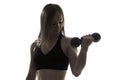 Beautiful young woman fitness dumbbells portrait Royalty Free Stock Photo