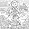 Vintage woman coloring book page Royalty Free Stock Photo