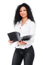 Beautiful young woman with folder Royalty Free Stock Photo