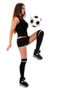 Beautiful young woman with a football Royalty Free Stock Photo