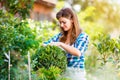 Beautiful young woman gardening Royalty Free Stock Photo