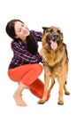 Beautiful young woman and a German Shepherd Royalty Free Stock Photo