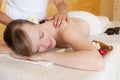 Beautiful Young Woman Getting Hot Stone Massage Royalty Free Stock Photo