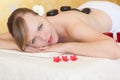 Beautiful Young Woman Getting Hot Stone Massage Royalty Free Stock Photo