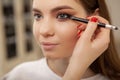 Beautiful young woman getting professional makeup done