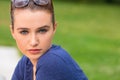 Beautiful Young Woman Girl outside in Sunglasses Royalty Free Stock Photo