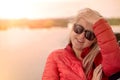 Beautiful Young Woman Girl outside in Sunglasses Royalty Free Stock Photo