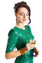 Beautiful young woman with a glass of champagne Royalty Free Stock Photo