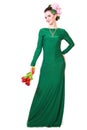 Beautiful young woman in a green evening dress Royalty Free Stock Photo